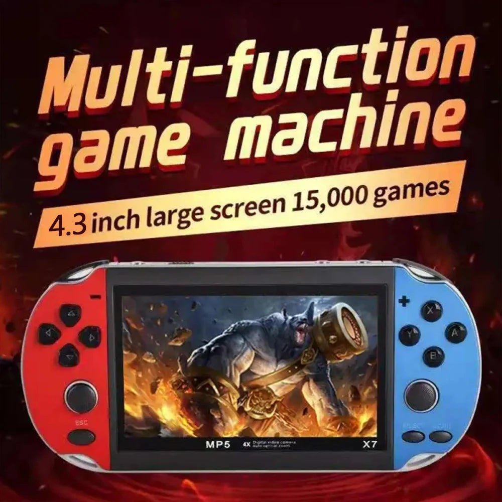 X7 4.3inch Handheld Game Console IPS Screen Portable Video Game Player HD Game Console 10,000 Games Support Video E-book Format