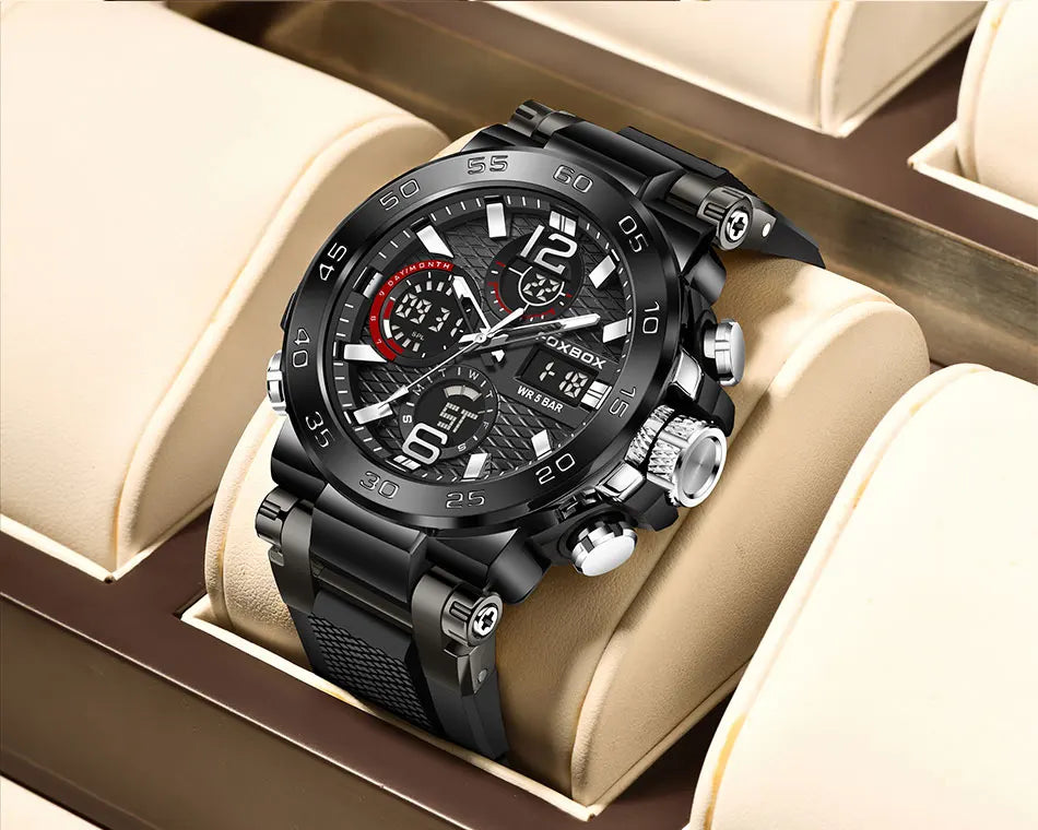 FOXBOX Business Watch Men Fashion Diver Watch Men Top Brand Luxury Sport Waterproof Military Chronograph Relógio Masculino+BOX