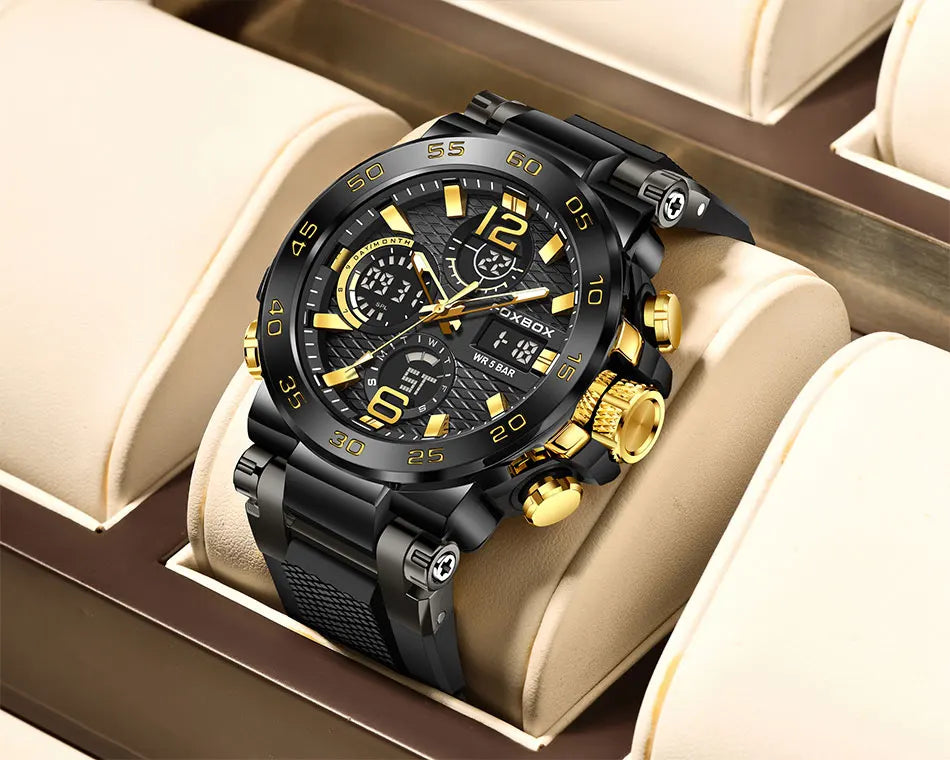 FOXBOX Business Watch Men Fashion Diver Watch Men Top Brand Luxury Sport Waterproof Military Chronograph Relógio Masculino+BOX