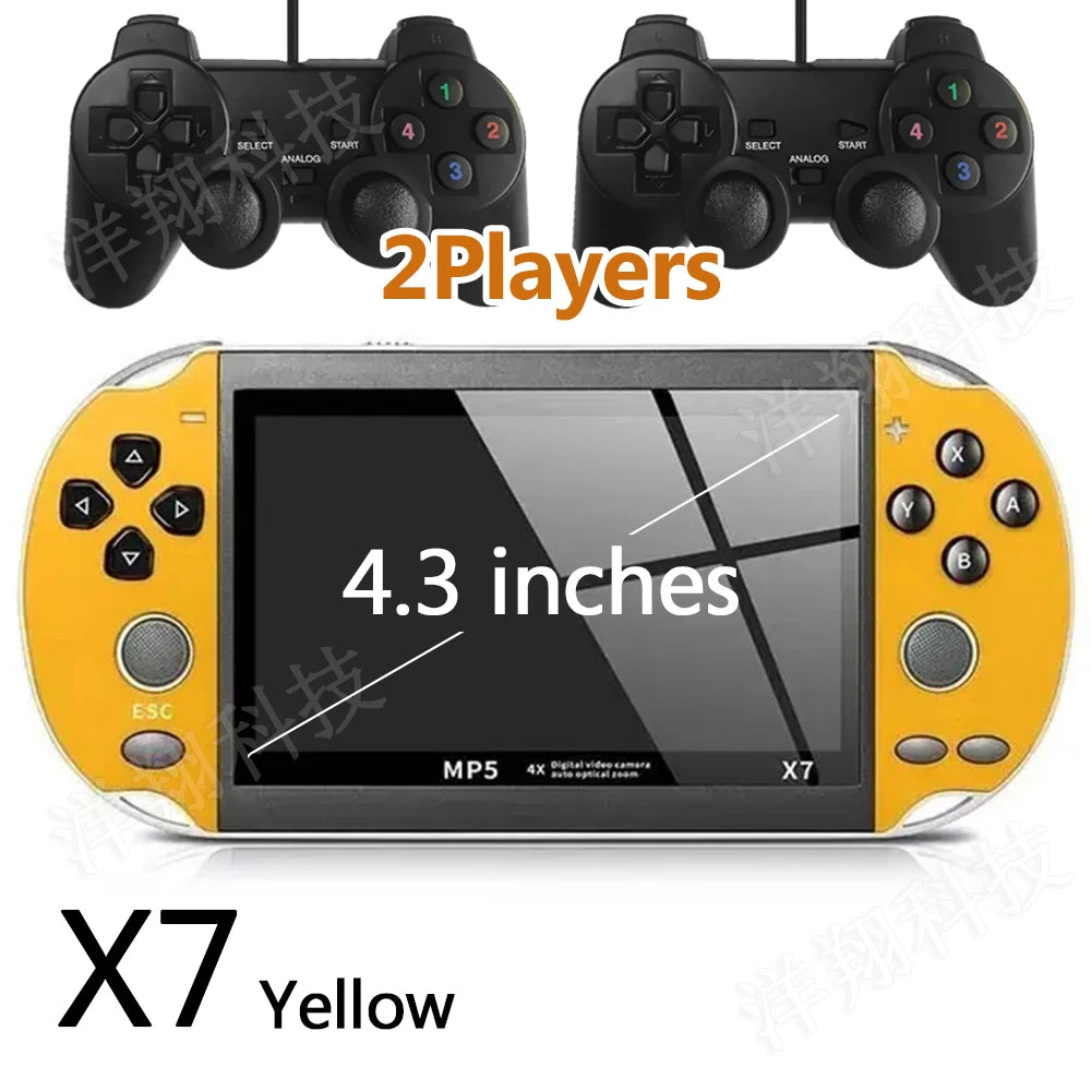X7 4.3inch Handheld Game Console IPS Screen Portable Video Game Player HD Game Console 10,000 Games Support Video E-book Format