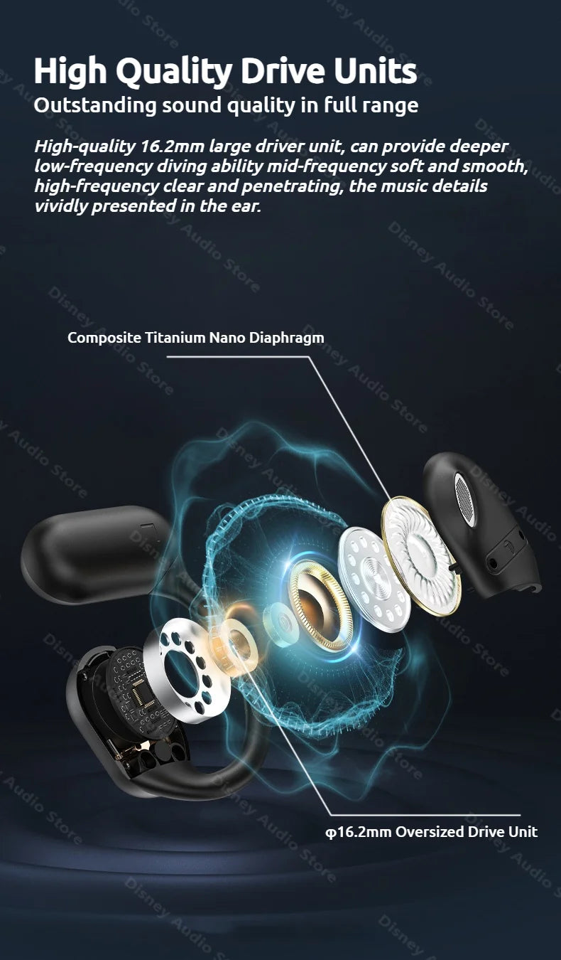 Monster Smart Touch Screen Bluetooth 5.4 Earphones Sports OWS Wireless Headphone IPX5 Waterproof Headsets Support TF Card Music