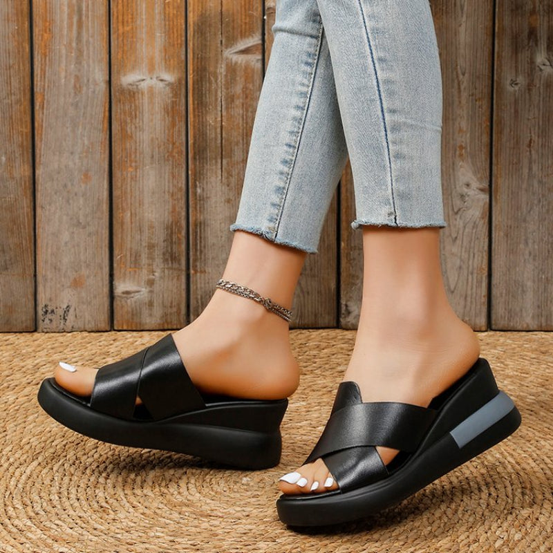 Wedge Heel Sandals Women's 2023 Summer New Fashion Muffin Open-toe Fairy Style Outside Wear Thick-soled Shoes Women