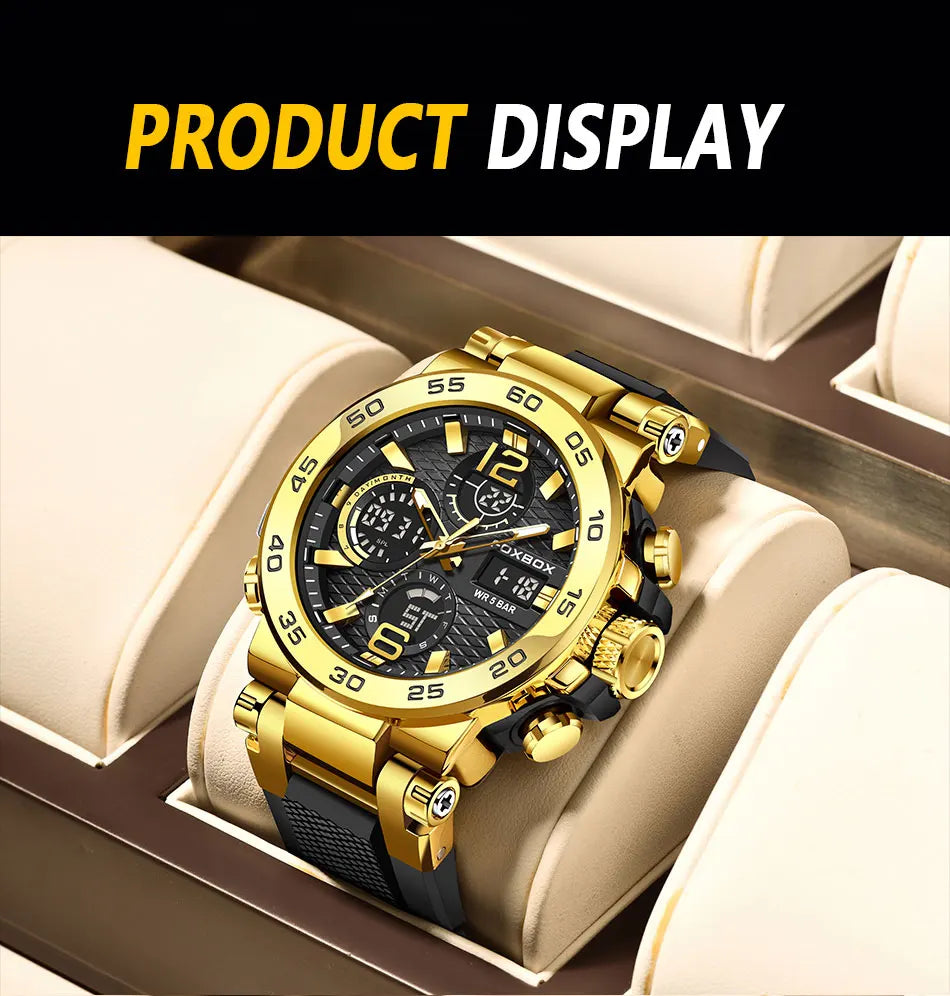 FOXBOX Business Watch Men Fashion Diver Watch Men Top Brand Luxury Sport Waterproof Military Chronograph Relógio Masculino+BOX