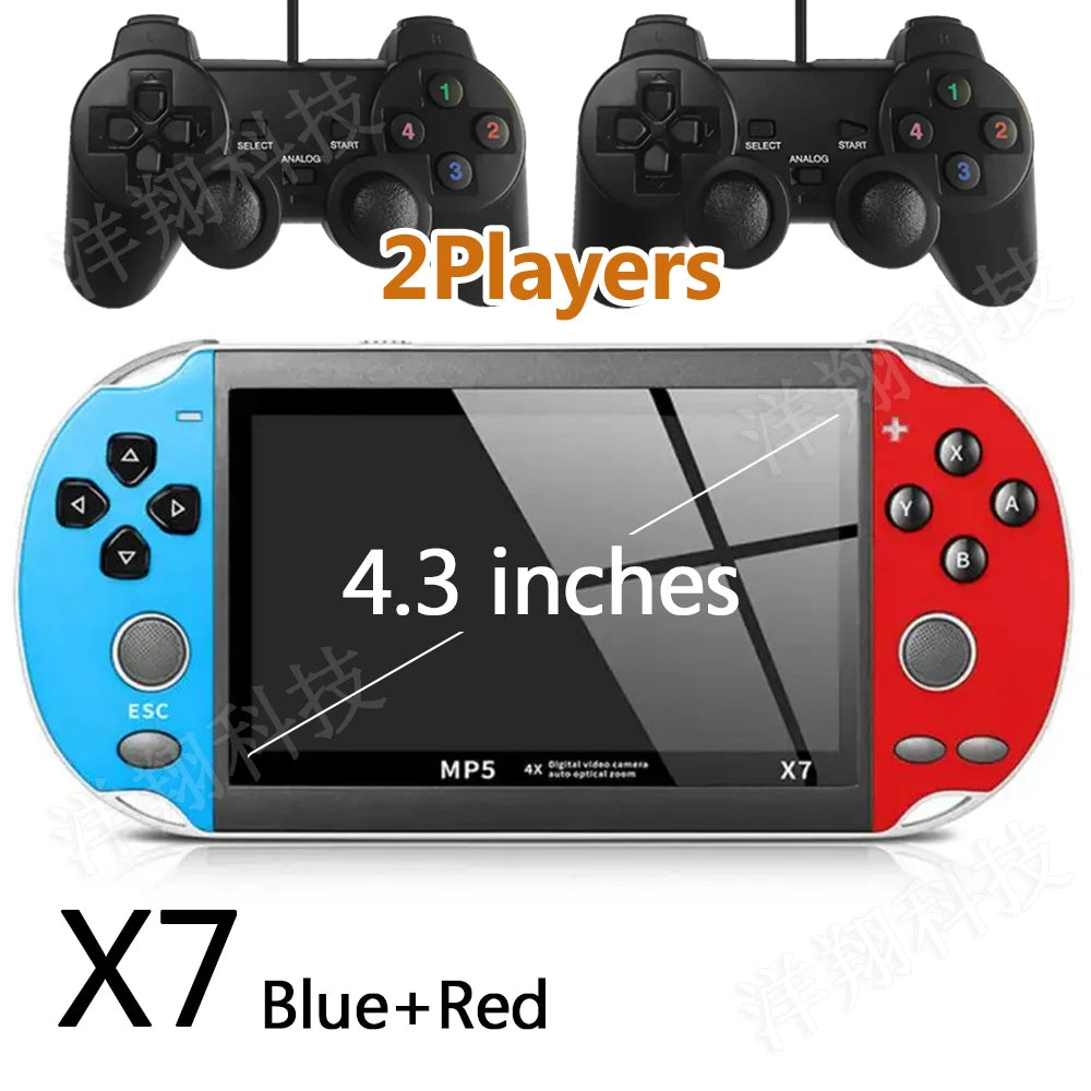 X7 4.3inch Handheld Game Console IPS Screen Portable Video Game Player HD Game Console 10,000 Games Support Video E-book Format
