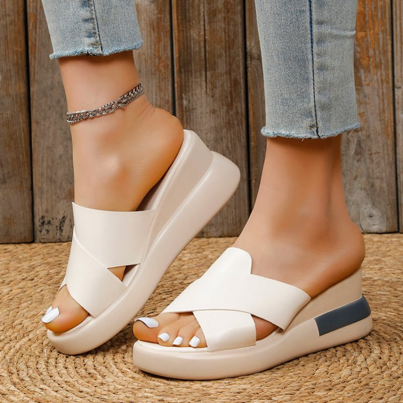 Wedge Heel Sandals Women's 2023 Summer New Fashion Muffin Open-toe Fairy Style Outside Wear Thick-soled Shoes Women