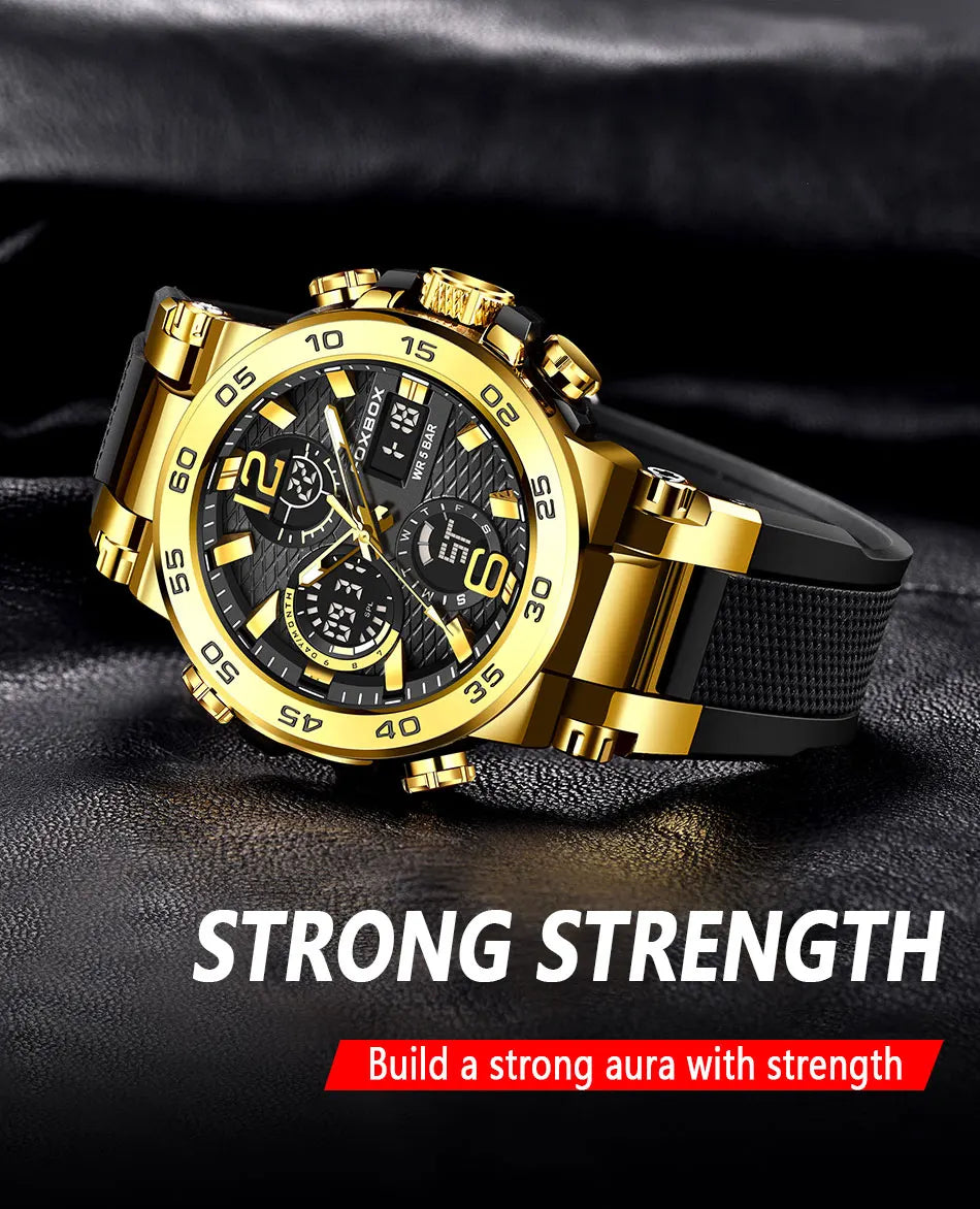 FOXBOX Business Watch Men Fashion Diver Watch Men Top Brand Luxury Sport Waterproof Military Chronograph Relógio Masculino+BOX