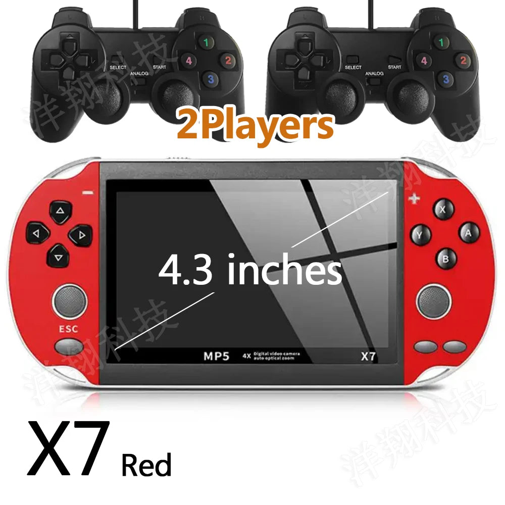 X7 4.3inch Handheld Game Console IPS Screen Portable Video Game Player HD Game Console 10,000 Games Support Video E-book Format