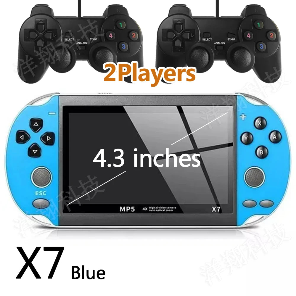 X7 4.3inch Handheld Game Console IPS Screen Portable Video Game Player HD Game Console 10,000 Games Support Video E-book Format