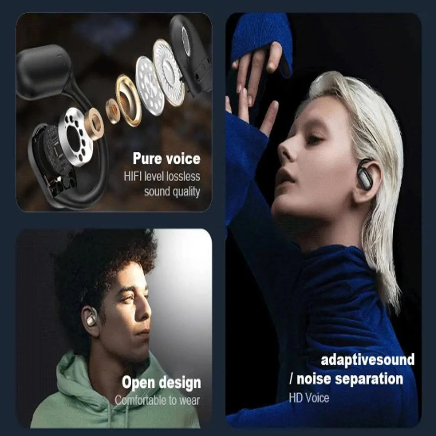 Over The Ear Earbuds XP2 Earbuds Wireless Open Ear Bluetooth Earphones Listen Touchs Screen Control With Led Display For Gift