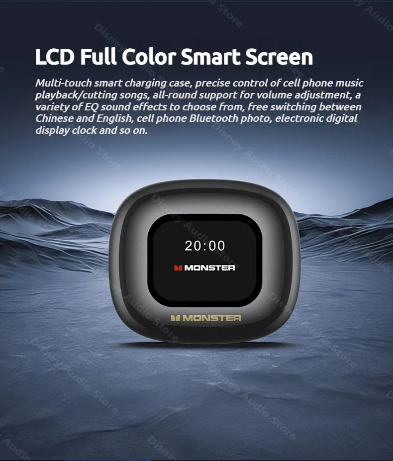 Monster Smart Touch Screen Bluetooth 5.4 Earphones Sports OWS Wireless Headphone IPX5 Waterproof Headsets Support TF Card Music