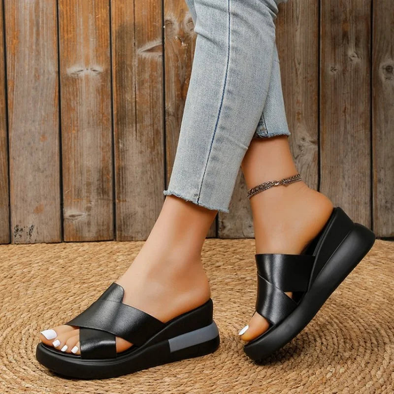 Wedge Heel Sandals Women's 2023 Summer New Fashion Muffin Open-toe Fairy Style Outside Wear Thick-soled Shoes Women