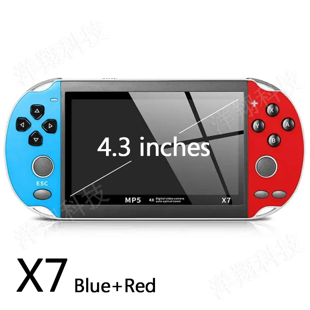 X7 4.3inch Handheld Game Console IPS Screen Portable Video Game Player HD Game Console 10,000 Games Support Video E-book Format