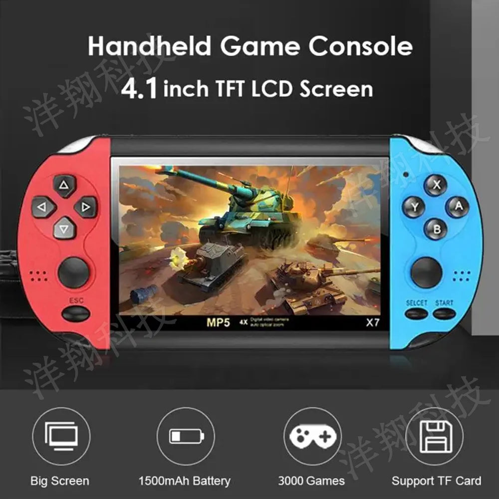 X7 4.3inch Handheld Game Console IPS Screen Portable Video Game Player HD Game Console 10,000 Games Support Video E-book Format