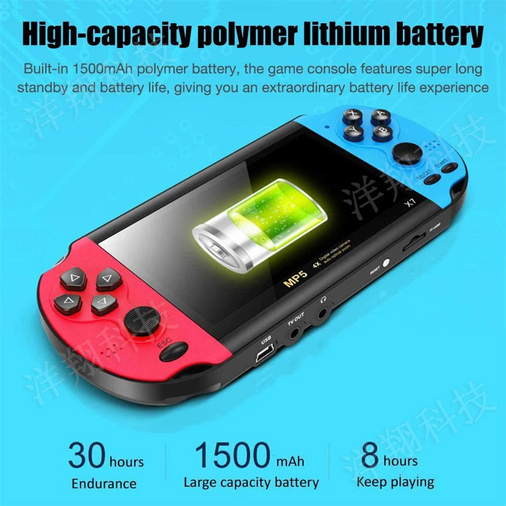 X7 4.3inch Handheld Game Console IPS Screen Portable Video Game Player HD Game Console 10,000 Games Support Video E-book Format