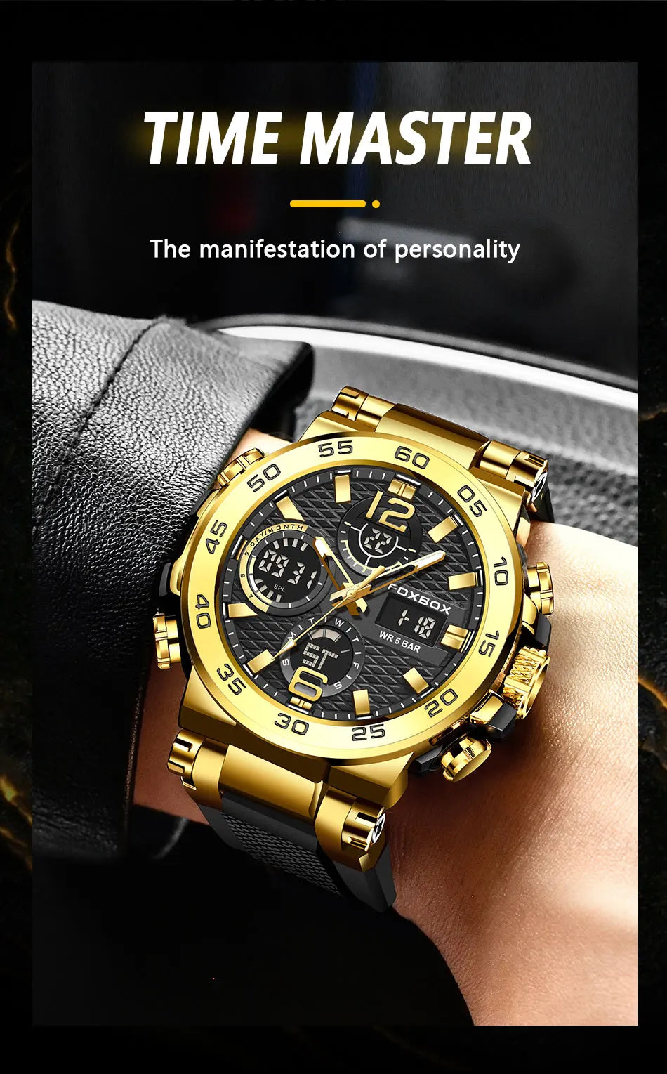 FOXBOX Business Watch Men Fashion Diver Watch Men Top Brand Luxury Sport Waterproof Military Chronograph Relógio Masculino+BOX