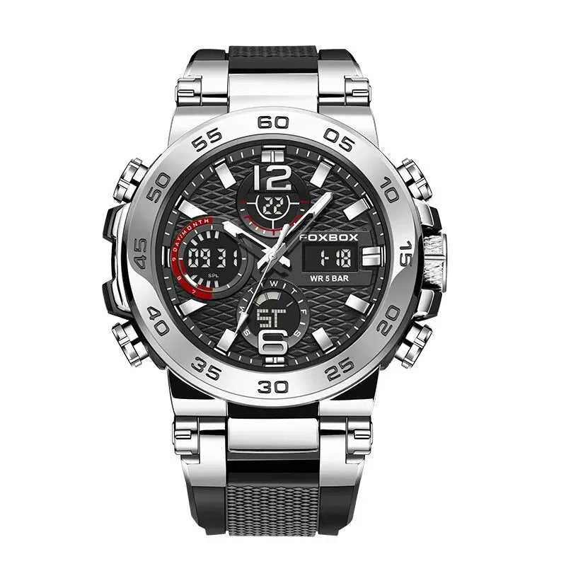 FOXBOX Business Watch Men Fashion Diver Watch Men Top Brand Luxury Sport Waterproof Military Chronograph Relógio Masculino+BOX