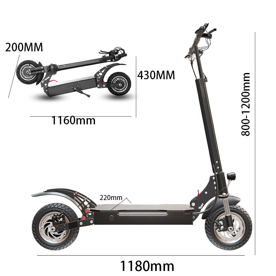 Electric Scooter Adults, 10" Pneumatic Tire, 2500W , Max 70KM Long Range Double Braking System Adult Electric Scooter with LCD