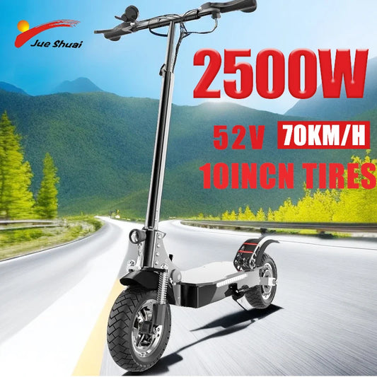 Electric Scooter Adults, 10" Pneumatic Tire, 2500W , Max 70KM Long Range Double Braking System Adult Electric Scooter with LCD