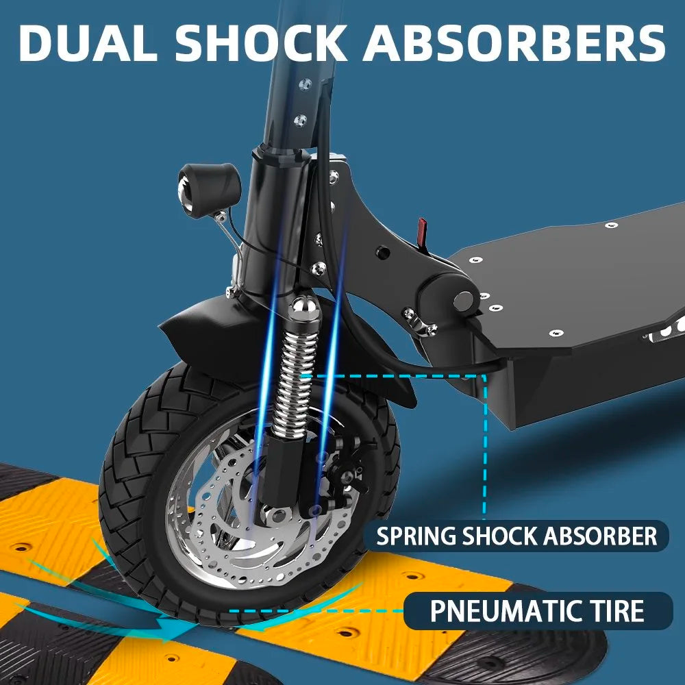 Electric Scooter Adults, 10" Pneumatic Tire, 2500W , Max 70KM Long Range Double Braking System Adult Electric Scooter with LCD