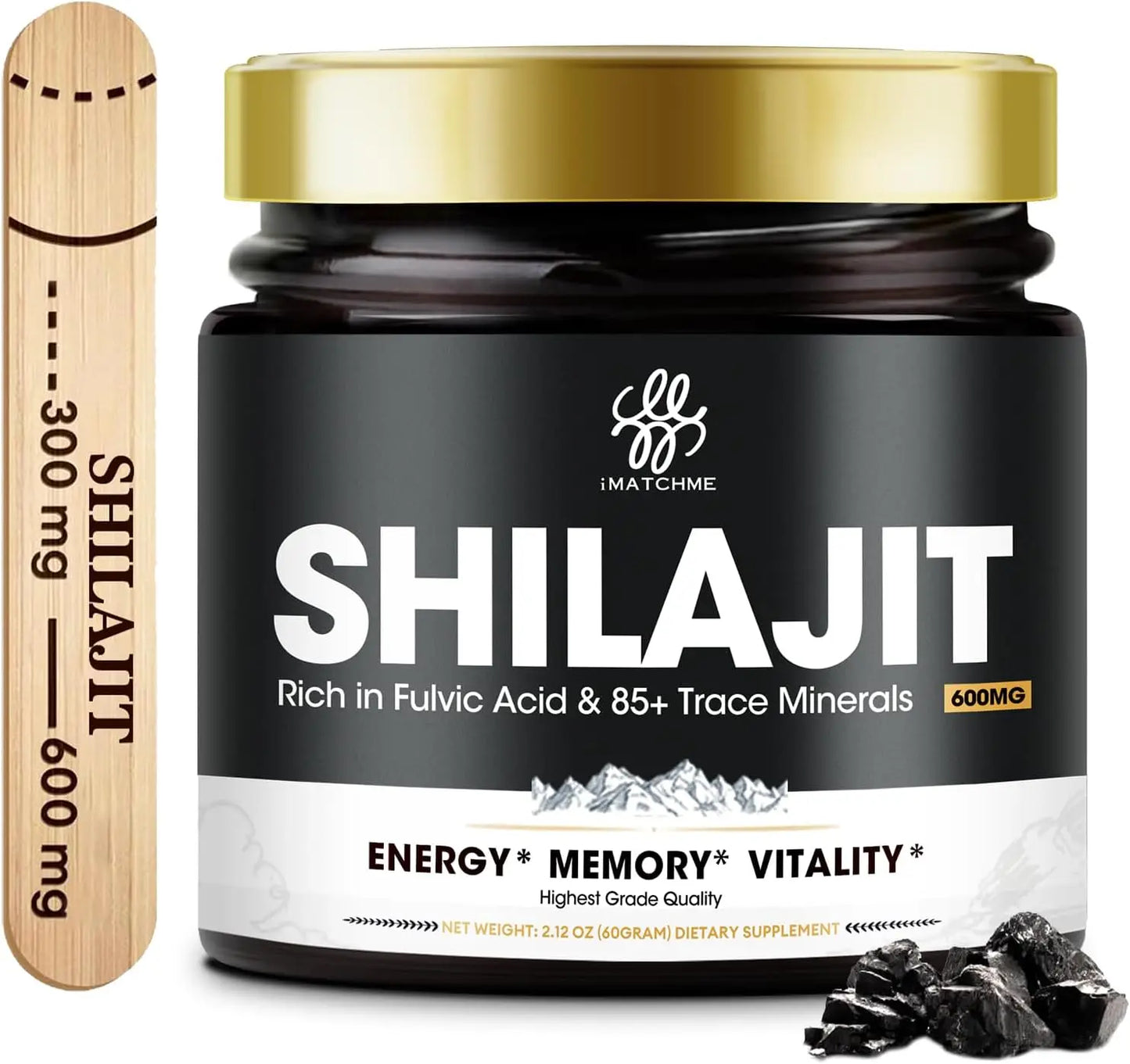 Shilajit Pure Himalayan Organic Resin - Gold Grade Shilajit Resin with Fulvic Acid & 85+ Trace Minerals Complex for Energy