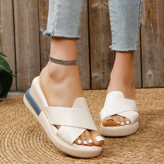 Wedge Heel Sandals Women's 2023 Summer New Fashion Muffin Open-toe Fairy Style Outside Wear Thick-soled Shoes Women