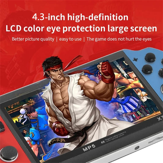 X7 4.3inch Handheld Game Console IPS Screen Portable Video Game Player HD Game Console 10,000 Games Support Video E-book Format